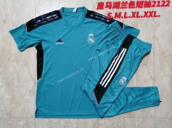 21-22 Real Madrid Lake Blue  Thailand Short-sleeved Tracksuit Uniform-815