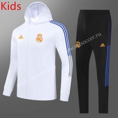 2021-2022 Real Madrid White Kids/Youth Soccer Jacket Uniform With Hat-GDP