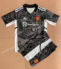 202-23 Manited United Goalkeeper Black Soccer Uniform-AY