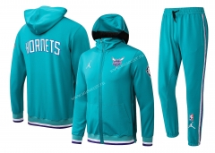 2021-22  NBA Charlotte Hornets Cai Blue With Hat Jacket Uniform-815
