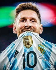 Correct Version 2021-2022 Argentina Home Blue and White Thailand Soccer Jersey AAA#10 MESSI