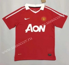 10-11 Retro Version Manchester United Home Red  Thailand Soccer Jersey AAA-908