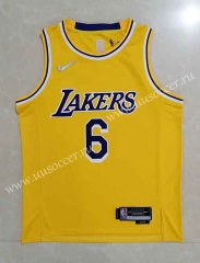 2022-23 Hot pressed  NBA Lakers Yellow #6 Jersey-815