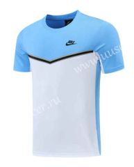 2022-23 NIke Blue Short-Sleeved Thailand Soccer Tracksuit-LH