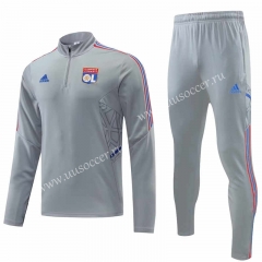 2022-23 Olympique Lyonnais Light Gray Thailand Soccer Tracksuit-4627