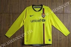 2008-09 Retro Version Barcelona Away Yellow Thailand LS Soccer Jersey AAA