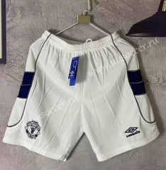 1999-00 Retro Version Manchester United Away  White Thailand Soccer Shorts-6590