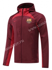 22-23 Barcelona Maroon Trench Coats Top With Hat-LH