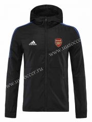 2022-23 Arsenal Black Wind Coat With Hat -4691