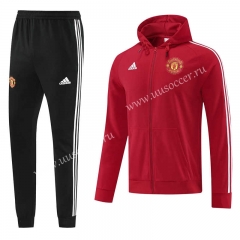 2022-23 Manchester United Red Thailand Soccer Jacket Uniform with Hat-LH