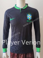 Player version 2022-23 Brazil Black   LS Thailand Soccer Jersey AAA-807