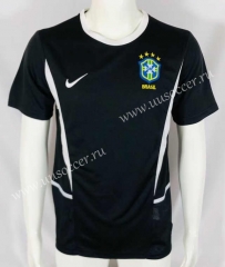 2002Brazil Goalkeeper Black Thailand Soccer Jersey AAA-503