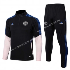 2022-23 Manchester United Black Thailand Soccer Tracksuit Uniform-815