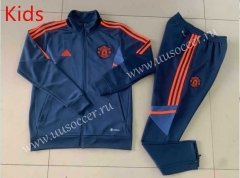 2022-23 Manchester United Royal Blue Kids/Youth Jacket Uniform -GDP