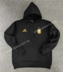 2022-23   Argentina Messi Signature Edition Plush Black Thailand Tracksuit Top With Hat-LH