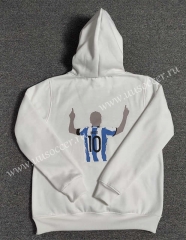 2022-23   Argentina Messi Signature Edition Plush White Thailand Tracksuit Top With Hat-LH