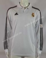 Retro Version 01-02 Real Madrid Home White LS Thailand Soccer Jersey AAA-503
