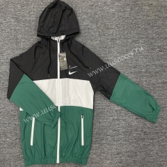 (L-4XL)Nike Black&Green Thailand Soccer Windbreaker With Hat-LH