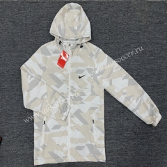 (L-4XL)Nike White Thailand Soccer Windbreaker With Hat-LH