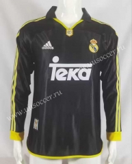 Retro Version 99-01 Real Madrid Away Black LS Thailand Soccer Jersey AAA-503