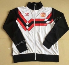 1990 Manchester United White High Collar Thailand Soccer Jacket -9171