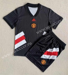 Retro Version  Manchester United Black Soccer Uniform-AY