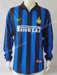 98-99 Retro version  Inter Milan Home Blue&Black Thailand LS Soccer Jersey AAA-503