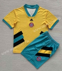 Retro Version Bayern München Yellow Soccer Uniform-AY