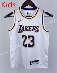 Los Angeles Lakers White#23 kids NBA Uniform-311