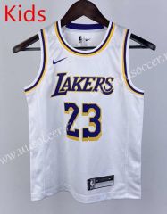 Los Angeles Lakers White#23 kids NBA Uniform-311