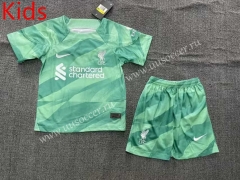 2023-24 Liverpool Goalkeeper Green Thailand kids Soccer Uniform-1506
