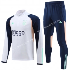 2023-24 Ajax White Thailand Soccer Tracksuit -4627