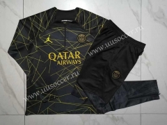 2023-24 Paris SG Black Thailand Soccer Tracksuit Uniform-815