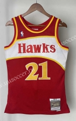 Retro Version 85-86 Atlanta Hawks Mitchell&Ness Red #21 NBA Jersey-311