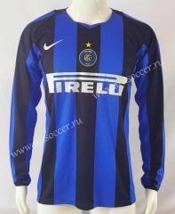 Retro Version 04-05 Inter Milan Home Blue&Black LS Thailand Soccer Jersey AAA-503