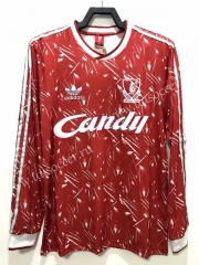 Retro Version 89-91 Liverpool Home Red LS Thailand Soccer Jersey AAA-811