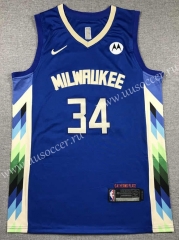 2024 Milwaukee Bucks City Version Blue #34 NBA Jersey