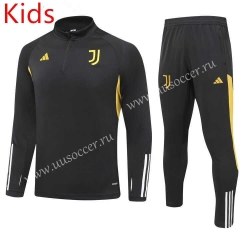 23-24 Juventus Black Kids/Youth Soccer Tracksuit-GDP