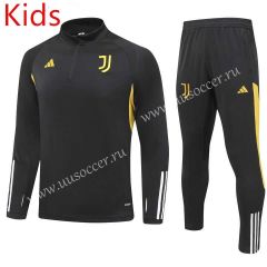 23-24 Juventus Black Kids/Youth Soccer Tracksuit-GDP