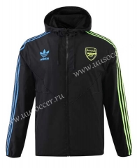 23-24 Arsenal Black Thailand Trench Coats With Hat-518