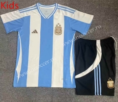 2023-24  Argentina Home Blue&White Kids/Youth Soccer Uniform-709