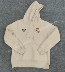 Real Madrid Light Yellow Thailand Soccer Fleece-lined Tracksuit With Hat-CS