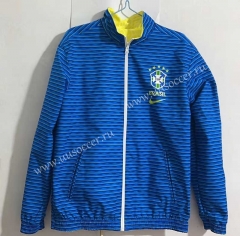 (S-3XL) 2024-2025 Brazil Away Blue Reversible Trench Coats-0255