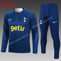 2023-2024 Tottenham Hotspur Royal Blue Kids/Youth Soccer Tracksuit-815