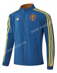 (S-3XL) 2024-2025 Real Salt Lake Blue&Yellow Reversible Thailand Trench Coats -0255