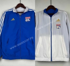 (S-3XL) 2024-2025 Olympique Lyonnais Blue&White Reversible Trench Coats-0255