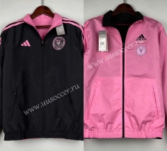 (S-3XL) 2024-2025 Inter Miami CF Black&Pink Reversible Thailand Trench Coats -0255