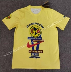 (S-4XL) Club América Soccer Yellow Cotton T Jersey-5378