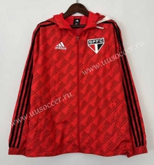 (S-3XL) 2024-2025 Sao Paulo FC Red Trench Coats With Hat-0255