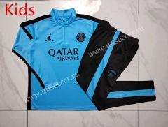 2023-2024 Paris SG Jordan Light Blue Kids/Youth Soccer Tracksuit-815